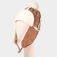 Faux Suede Trapper Sherpa Sling Hat