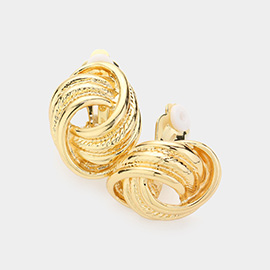 Knotted Metal Clip On Earrings