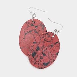 Semi Precious Marble Oval Earrings