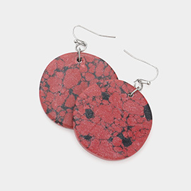 Semi Precious Marble Round Earrings
