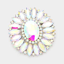 Marquise Crystal Statement Flower Pin Brooch