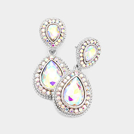 Rhinestone Trim Teardrop Evening Earrings 