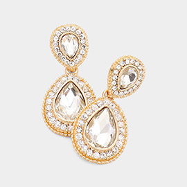 Rhinestone Trim Teardrop Evening Earrings 