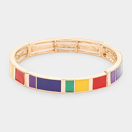 Enamel Color Block Stretch Bracelet