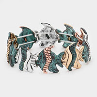 Burnished Metal Tropical Fish Stretch Bracelet