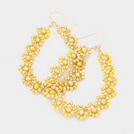 Faceted Bead Cluster Floral Teardrop Earrings