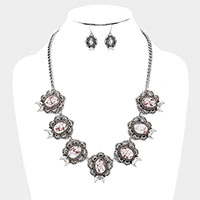 Natural Stone Antique Floral Collar Necklace
