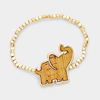 Elephant Metal Bead Stretch Bracelet