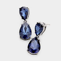 Crystal Double Teardrop Evening Earrings