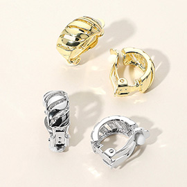 Cut Out Dome Metal Clip On Earrings