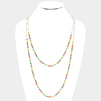 Colorful Faceted Bead Layered Necklace 