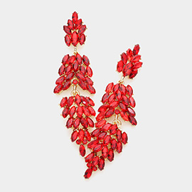 Marquise Crystal Cluster Drop Evening Earrings