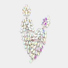 Marquise Crystal Cluster Drop Evening Earrings