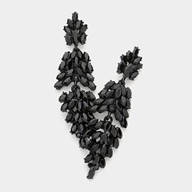 Marquise Crystal Cluster Drop Evening Earrings