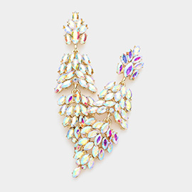 Marquise Crystal Cluster Drop Evening Earrings
