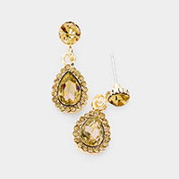 Teardrop Crystal Rhinestone Pave Evening Earrings
