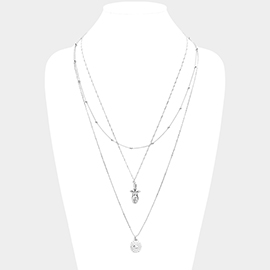 Evil Eye Body Pendant Metal Layered Necklace