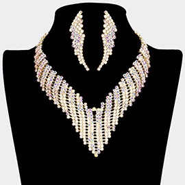 Crystal Rhinestone Pave Jagged Collar Evening Necklace