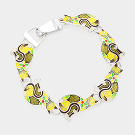 Enamel Metal Cat Magnetic Bracelet