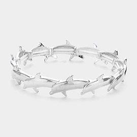 Silver Metal Dolphin Stretch Bracelet