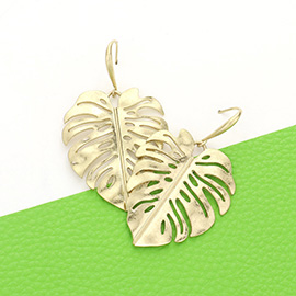 Metal Tropical Leaf Dangle Earrings