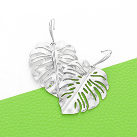 Metal Tropical Leaf Dangle Earrings