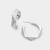 Angled Metal Hoop Earrings 