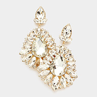Teardrop Center Marquise Stone Cluster Evening Earrings