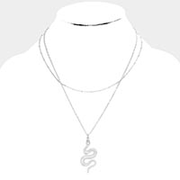 Snake Metal Pendant Layered Necklace 
