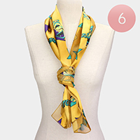 6PCS - Silk Feel Mask Mardi Gras Print Scarves