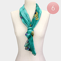 6PCS - Silk Feel Mask Mardi Gras Print Scarves