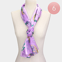 6PCS - Silk Feel Mask Mardi Gras Print Scarves