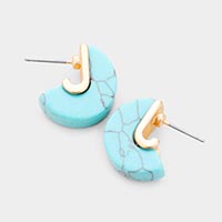 Geometric Natural Stone Stud Earrings