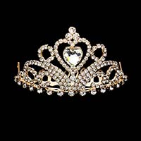 Heart Crystal Rhinestone Princess Mini Tiara