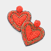 Seed Bead Heart Earrings 