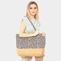 Leopard Print Jute Tote Bag