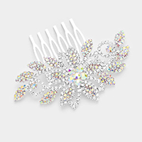 Rhinestone Flower Leaf Hair Comb
