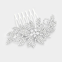 Rhinestone Flower Leaf Hair Comb
