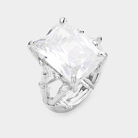 Rectangle Crystal Stretch Ring