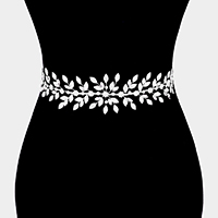 
Marquise Crystal Floral Rhinestone Sash Ribbon Wedding Belt / Headband