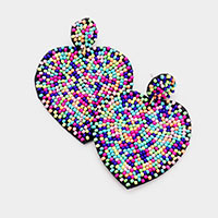 Seed Bead Heart Dangle Earrings