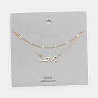 Brass Metal Love Pendant Layered Necklace 