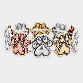 Textured Metal Paw Stretch Bracelet