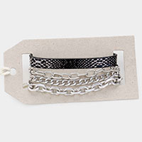
2PCS - Snake Skin Magnetic and Metal Chain Layered Bracelets  