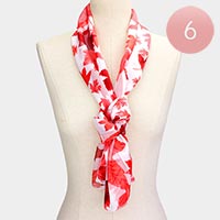 6PCS - Silk Feel Satin Autumn Leaves Print Scarves