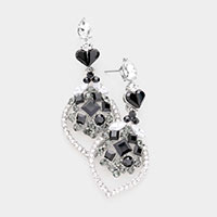 Multi Shape Heart Dangle Evening Earrings 