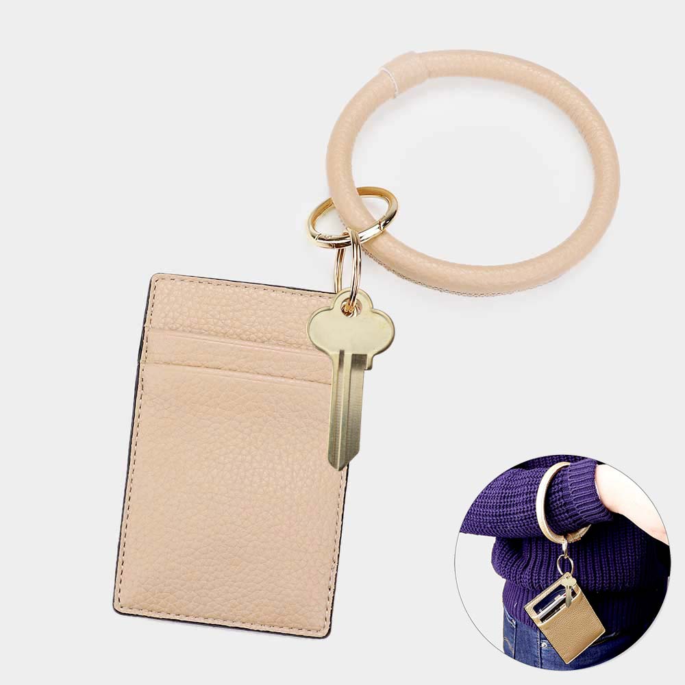 Faux Leather Key Chain / Bracelet / Card Holder Wallet