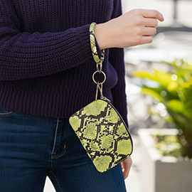 Faux Leather Snakeskin KeyChain Bracelet Pouch Bag