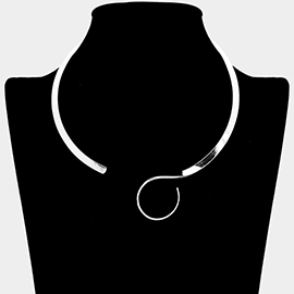Metal Swirl Omega Open Choker Necklace