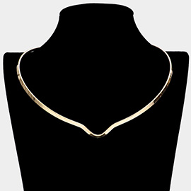 V Shaped Metal Open Choker Necklace